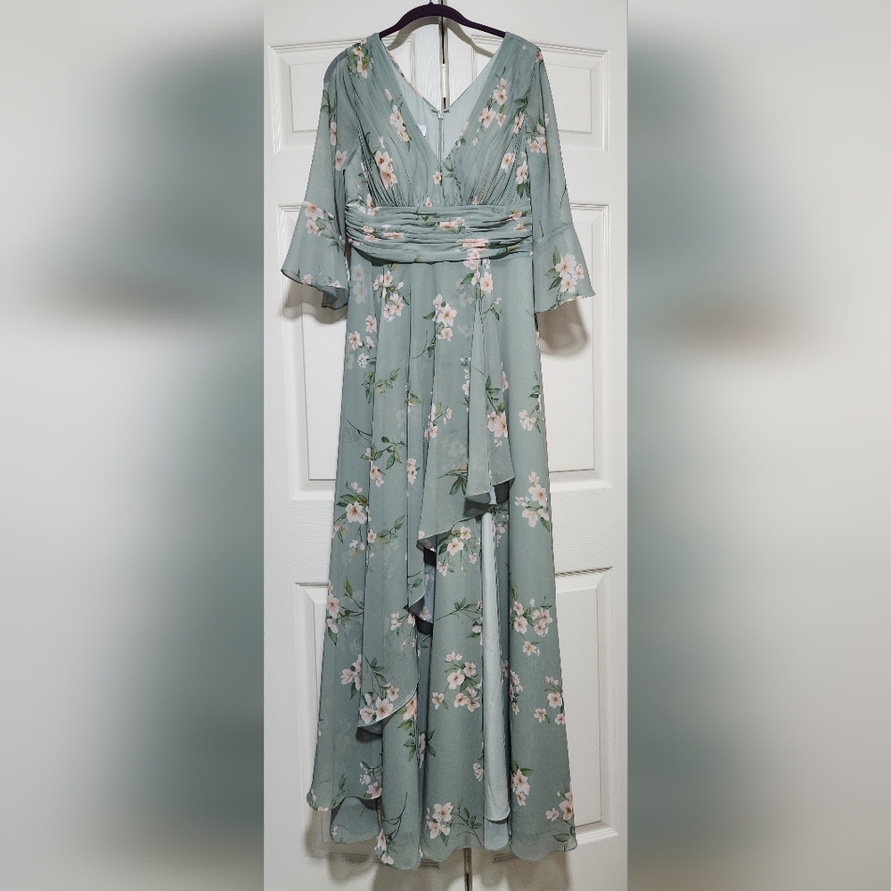 JJs House Dusty Green Floral Gown
